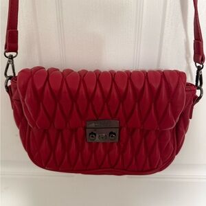 Badgley Mischka Red Quilted Crossbody Bag